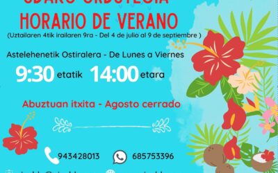 OHARRA: Udako ordutegia