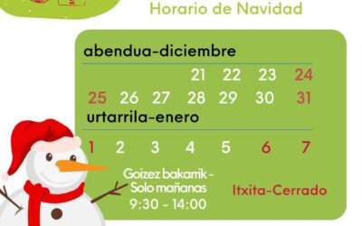 OHARRA: Gabonetako ordutegia