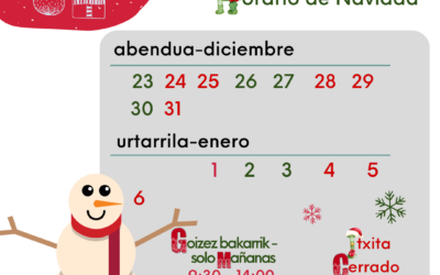 Eguberritako ordutegia Gizalden.