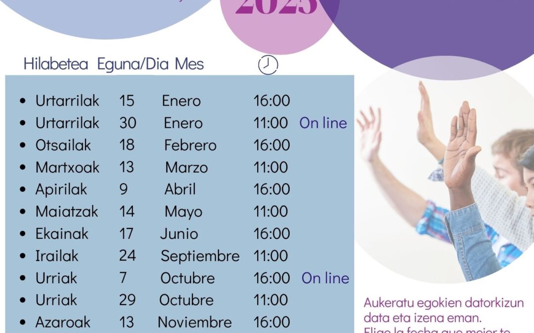 2025ean egingo diren boluntariotzara hurbiltzeko saioak programatu ditugu.