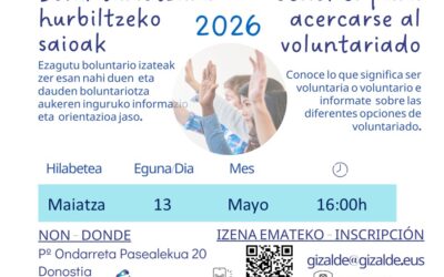 Maiatzaren 13an, boluntariotzara hurbiltzeko saioa Gizalden.