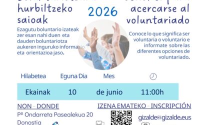 Ekainaren 10ean, boluntariotzara hurbiltzeko saioa Gizalden.