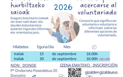 Boluntariotzara hurbiltzeko saioak irailean.